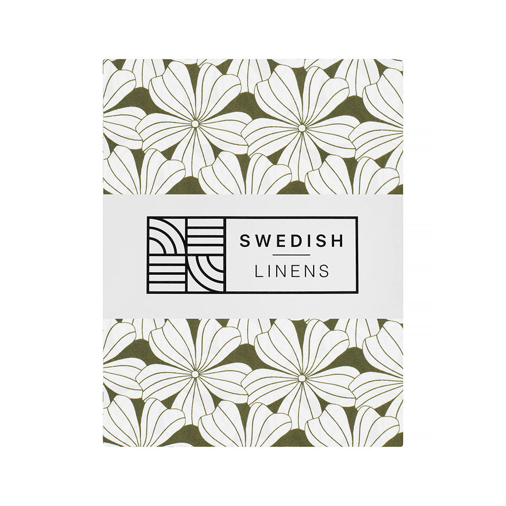 FLOWERS | Olive green | 70x140cm / 27.5x55&quot; | Fitted crib sheet