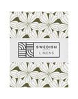 FLOWERS | Olive green | 180x200cm / 71x79" | Double fitted sheet