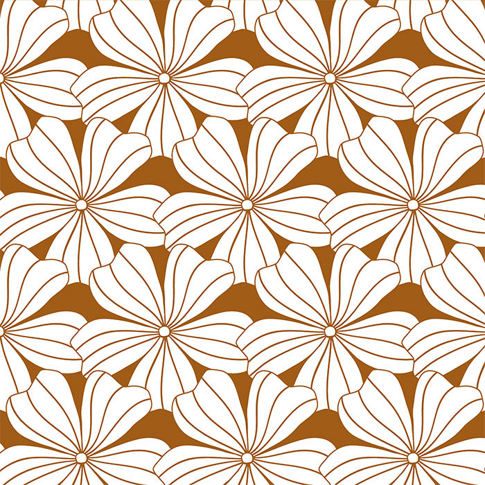 FLOWERS | Cinnamon brown | 100x200cm / 39.3x78.7&quot; | Fitted sheet