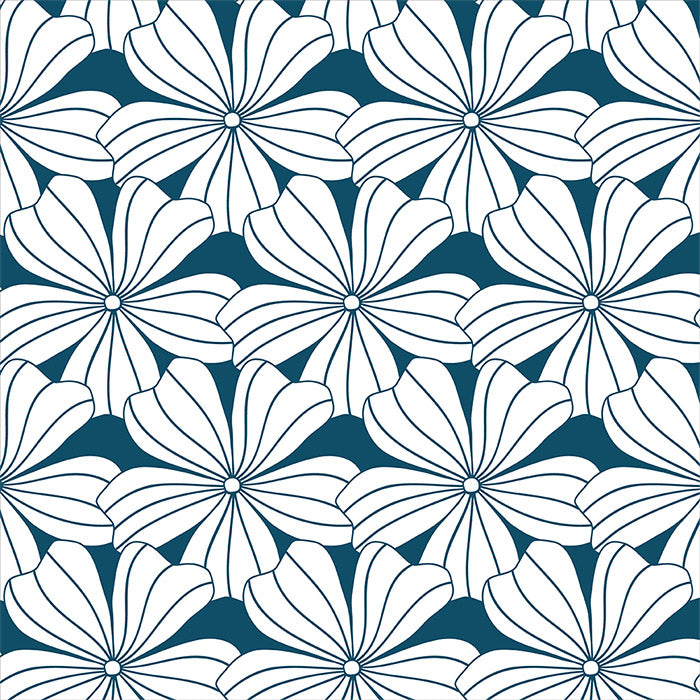 FLOWERS | Moroccan blue | 70x160cm / 27.5x63&quot; | Fitted sheet