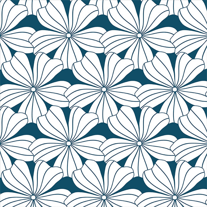 FLOWERS | Moroccan blue | 60x120cm / 23.5x47&quot; | Fitted crib sheet