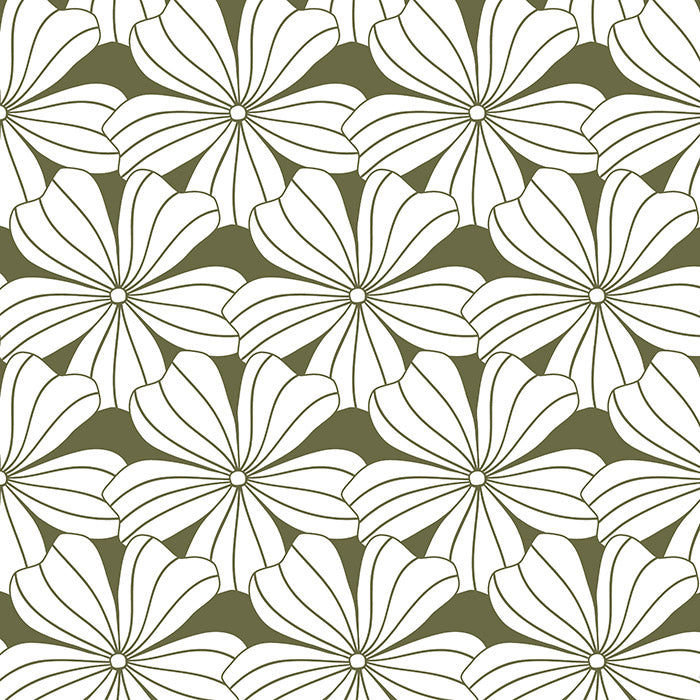 FLOWERS | Olive green | 80x160cm / 31.5x63&quot; | Fitted sheet