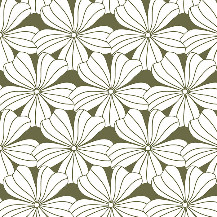 BLOMMOR | Olive green | 70x140cm | Dra-På-Lakan för spjälsäng