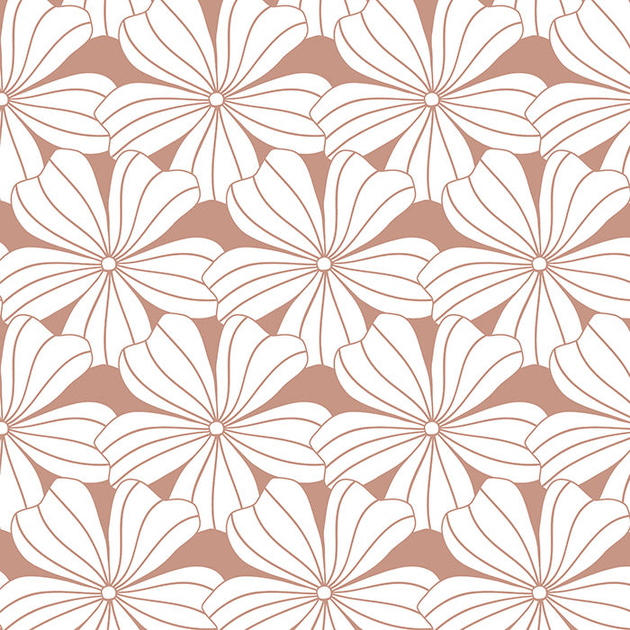 FLOWERS | Terracotta pink | 140x200cm / 55x79&quot; | Double fitted sheet