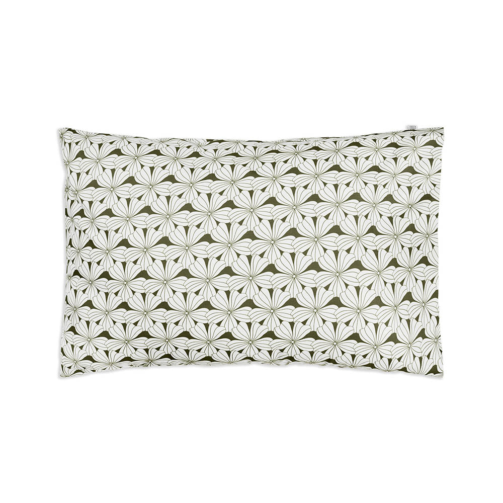 FLOWERS | Olive green | Pillowcase | 40x80cm / 15.7x31.5&quot;