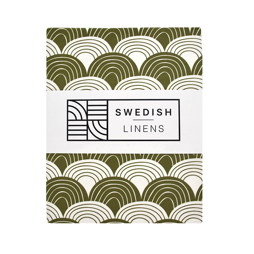 REGNBÅGAR | Olive green | 70x160cm | Dra-På-Lakan för barnsäng