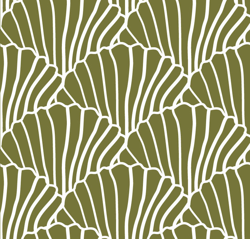 SEASHELLS | Olive green | 40x80cm/ 15.7x31.5&quot; | Baby Fitted sheet