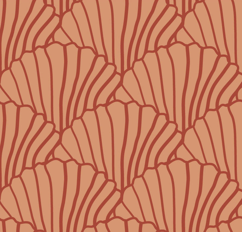 SEASHELLS | Terracotta+ Burgundy | 70x140cm / 27.5x55&quot; | Fitted crib sheet