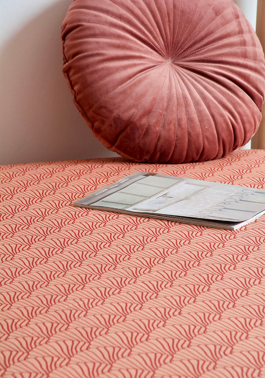 SEASHELLS | Terracotta+ burgundy | 90x200cm | Fitted single sheet