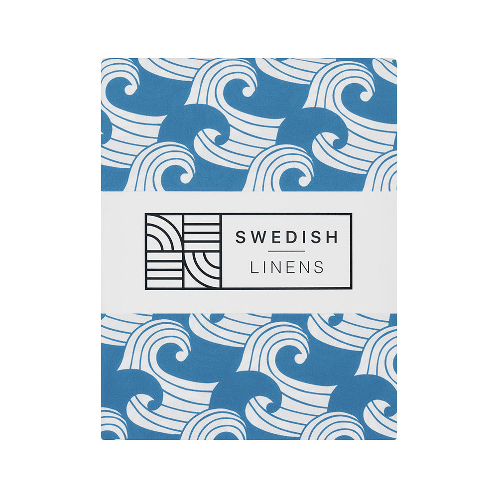 WAVES | Kyoto blue | 60x120cm/ 23.5x47&quot; | Fitted Crib sheet