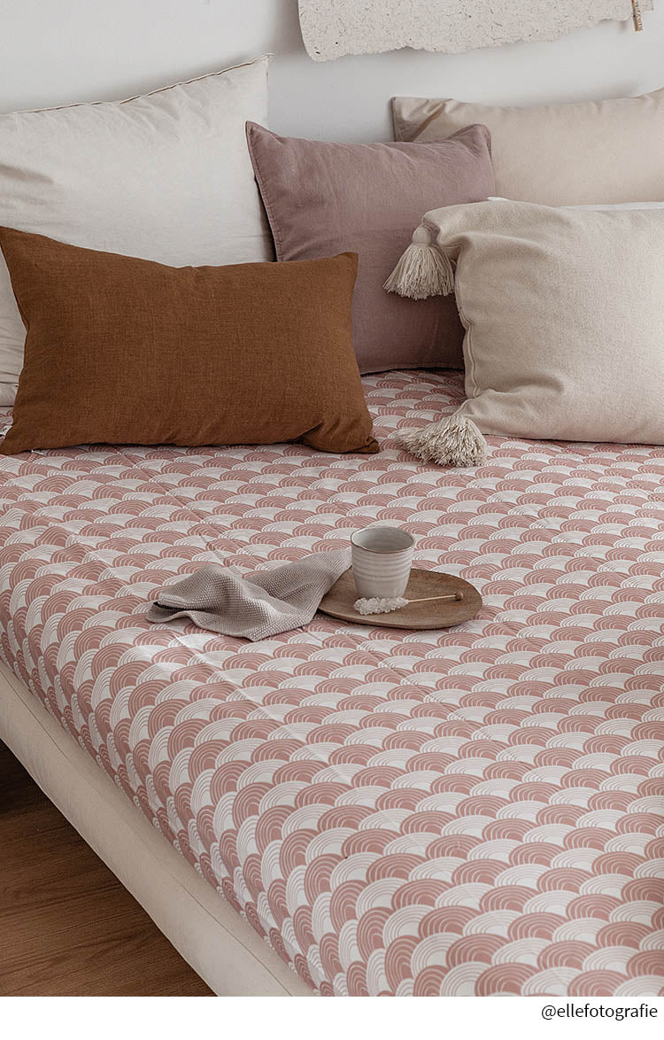 RAINBOWS | Terracotta pink | 180x220cm / 71x86.61&quot; | Double fitted sheet XL