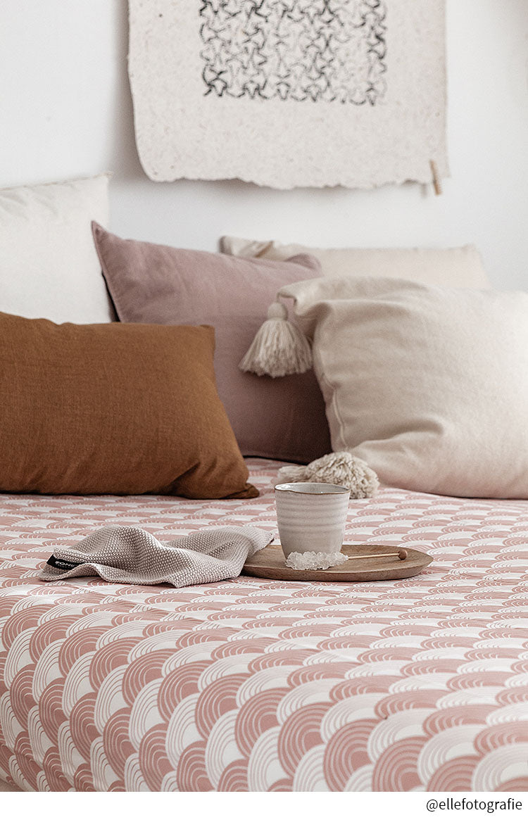 RAINBOWS | Terracotta pink | 180x220cm / 71x86.61&quot; | Double fitted sheet XL