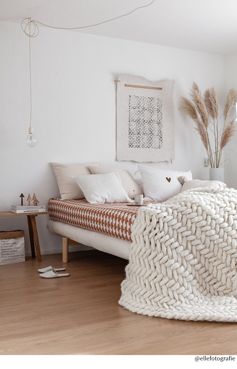 RAINBOWS | Cinnamon brown | 160x200cm / 63x79&quot; | Double fitted sheet