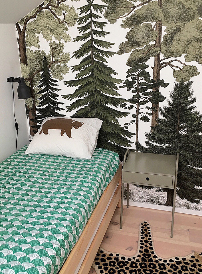 REGNBÅGAR | Pine green | 70x140cm | Dra-På-Lakan för spjälsäng