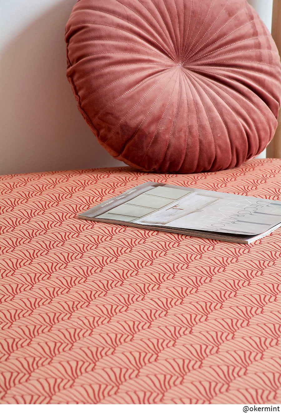 SEASHELLS | Terracotta+Burgundy | 140x200cm / 55x79&quot; | Double fitted sheet